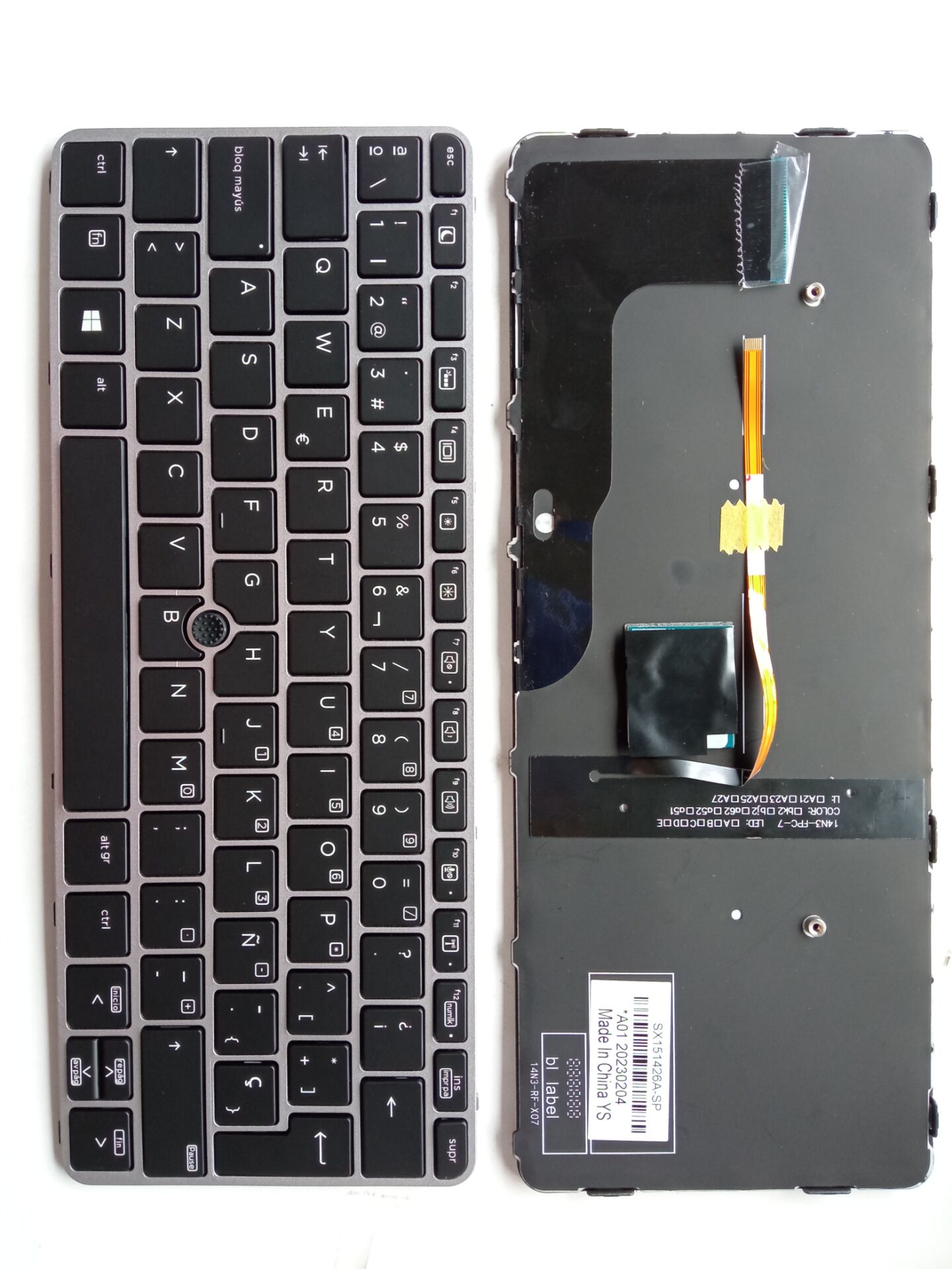 Picture of New Replacement Laptop Keyboard For HP 820G3/820G4/725G3/725G4/828G3/828G4 SILVER FRAME BLACK With Point Backlit (OEM) SP Layout